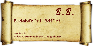 Budaházi Béni névjegykártya